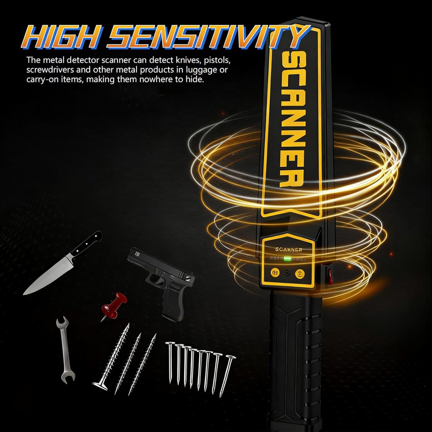 Handheld Metal Detector Wand Security Scanner, High-Sensitivity Security Detector Wand, for Security Inspection, Detection of Various Electronic Metal Products