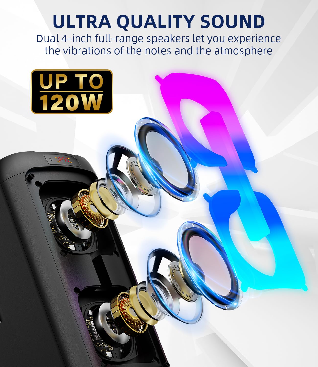 Macchina per Karaoke per Adulti, Altoparlante Bluetooth Portatile con 2 Microfoni Wireless, Sistema PA con Luci Disco per Feste, Uso Esterno Famiglia e Appassionati di Musica.