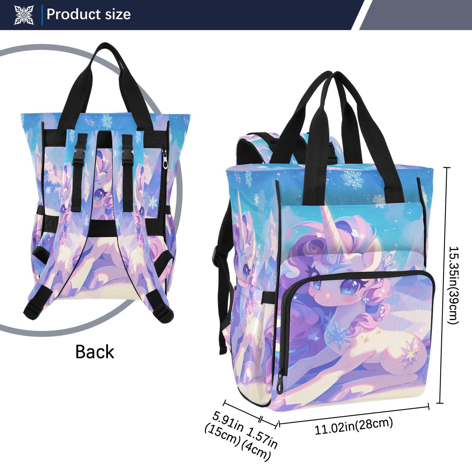 Dibujos Animados Lindo Unicornio Bolsa de Pañales Mochila de Viaje Gran Capacidad Bolsas para Mamá Papá Mujeres Niñas
