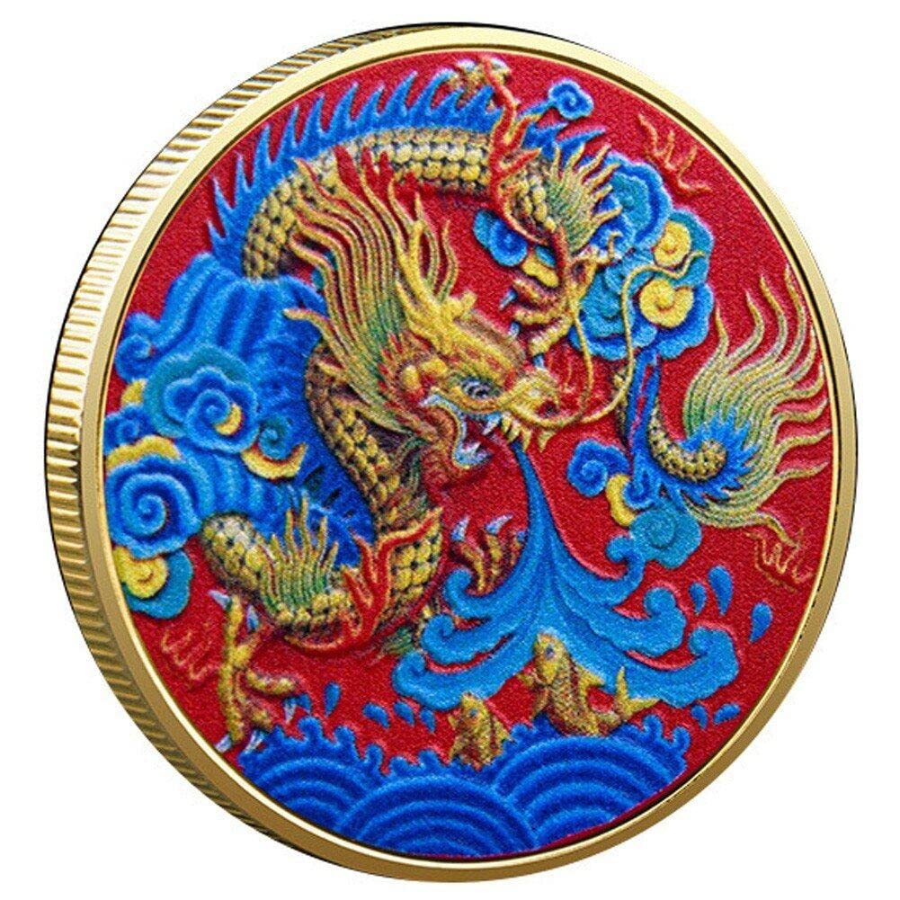 Danlai Gold Mysterious Chinese Style Yin Yang Zodiac Animal Dragon Silver Commemorative Coin Three-Dimensional Relief Tai Medal