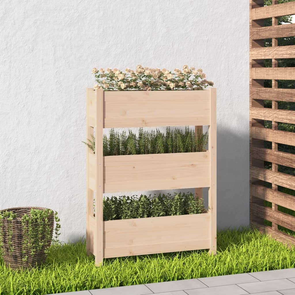 Donica 77x25x104,5 cm Lite Drewno Sosnowe Skrzynka na Kwiaty Podwyższana na Balkon Taras Salon Mebel Ogród Premium Rustykalny Naturalny Dużo Miejsca
