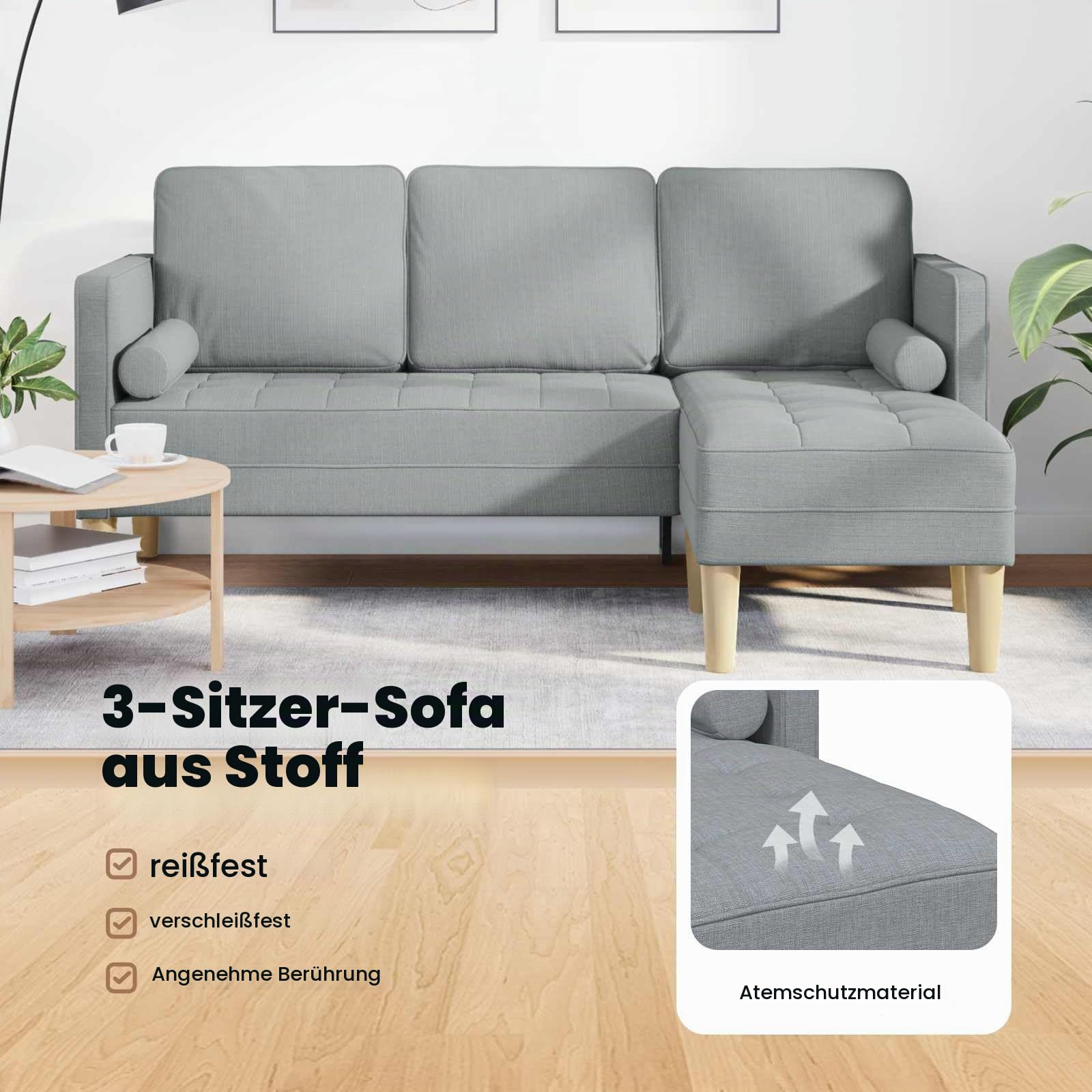 vidaXL Sofa Set mit Kissen Hellgrau Polyester