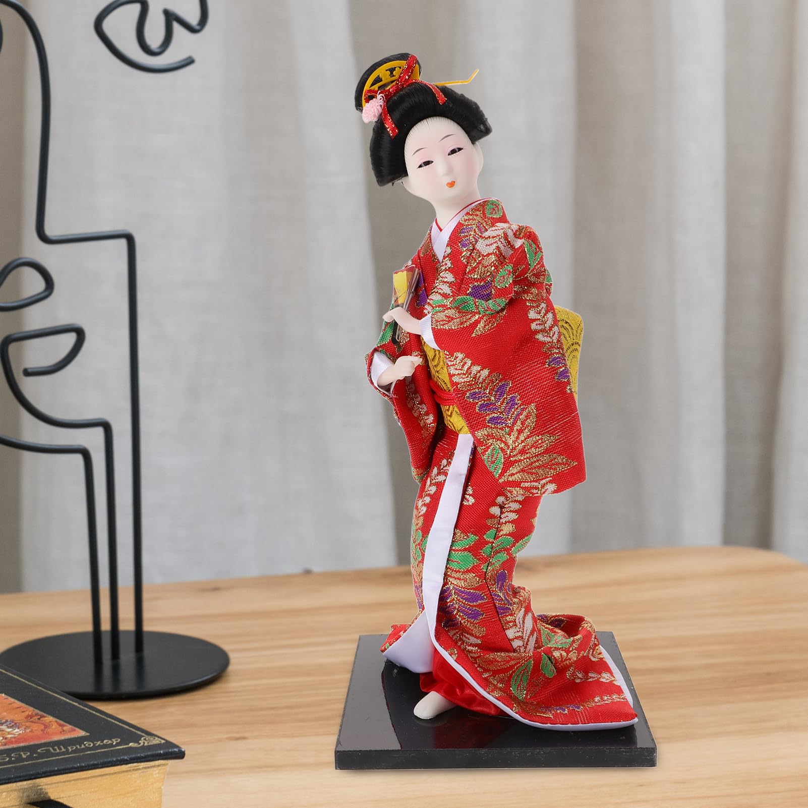 Vaguelly Figurita de Muñeca de Kimono Japonés para Decoración de Escritorio Adorable Estatua de Geisha con Vestido Japonesa para Hogar Decoración y