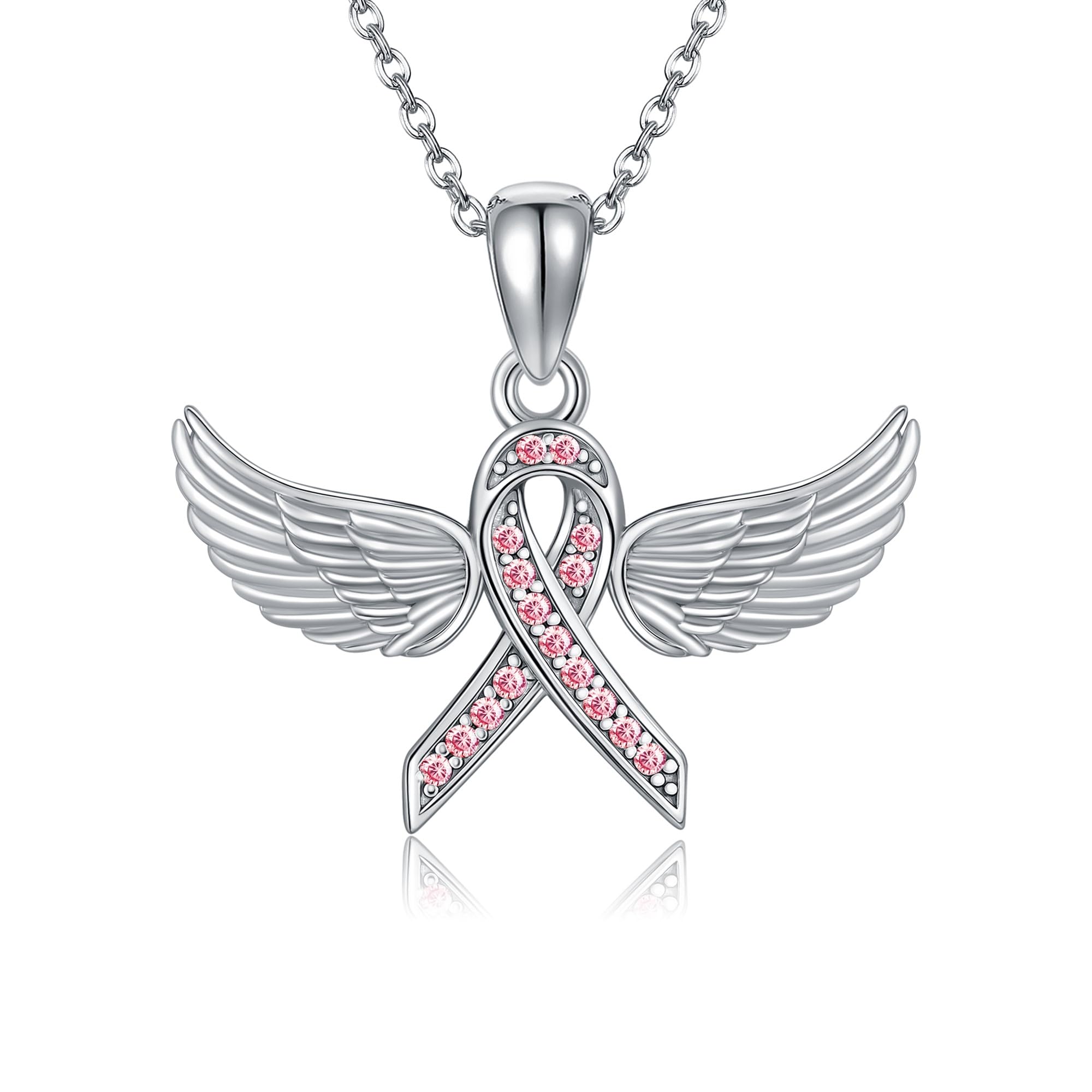 Collier ailes d'ange argent 925 anti-ternissement ruban rose - 7