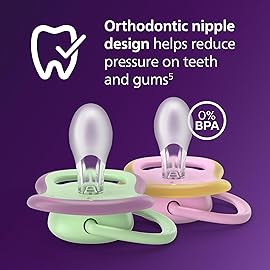 Philips Avent Ultra Air Pacifiers - Orthodontic Design, for Babies 6-18 Months, Soft Silicone Symmetrical Nipple, BPA-Free, 2 Sterilizing Cases, 4 Pack, SCF087/25