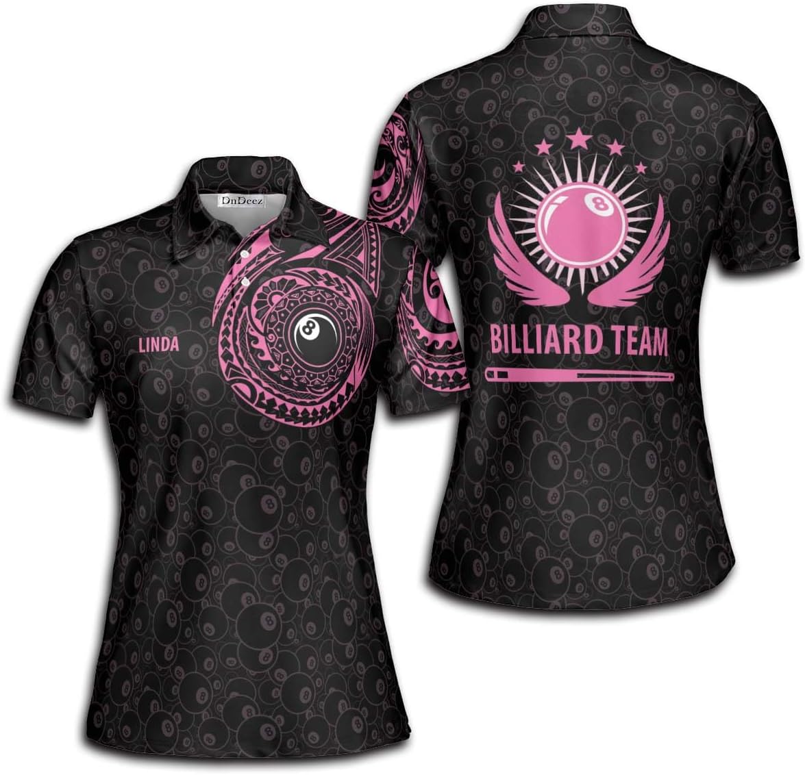 Personalized Billiard Polo Shirt for Women, Custom Name Polo Shirt Girls and Women, Sizes S-5xl