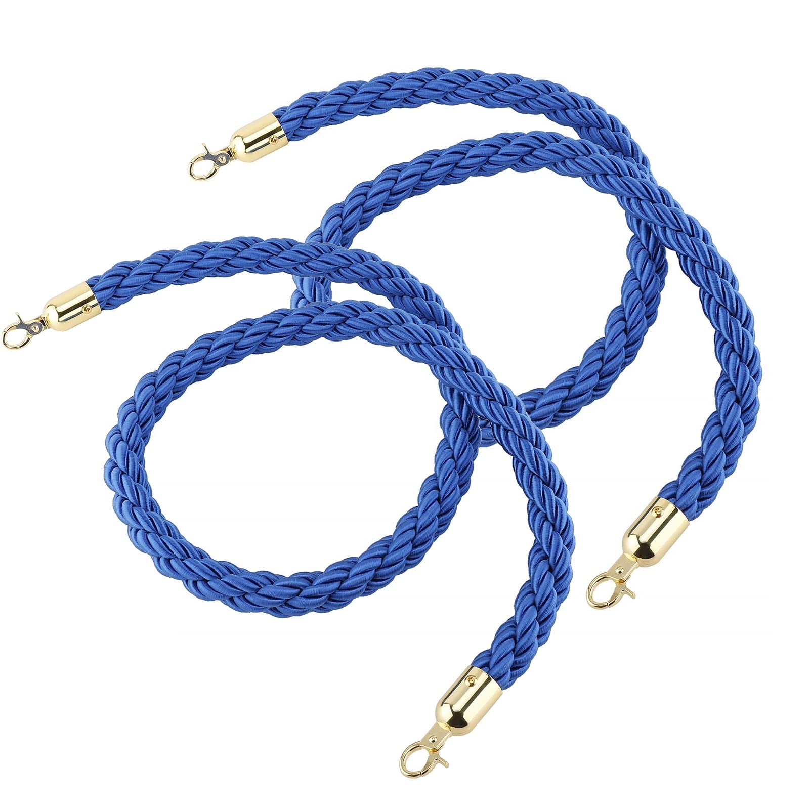 Cordon de barrera azul marino con ganchos dorados TILEZE para control de accesos de 120cm