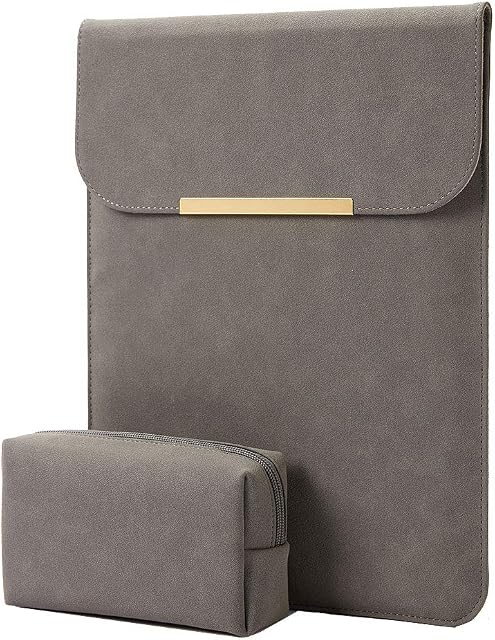 KALIDI 13.3 inch Laptop Sleeve Case Faux Suede Leather for MacBook Air/13 inch MacBook Pro Retina 2017 2016,MacBook 13-13.5 inches + Accessories Pouch