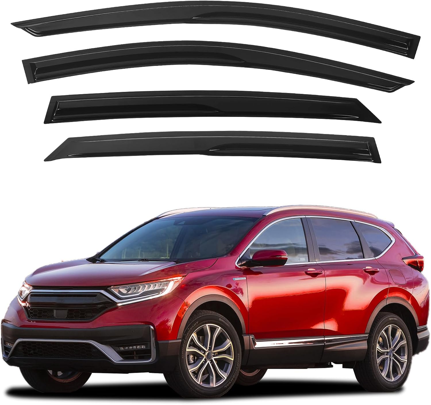 HAFIDI® Window Visor Fit for Honda CRV & CRV Hybrid 2023 2024 Outside All Weather Durable Window Rain Guards, Window Deflectors, Vent Window Visors, 4 Pieces Set Accessories - Black