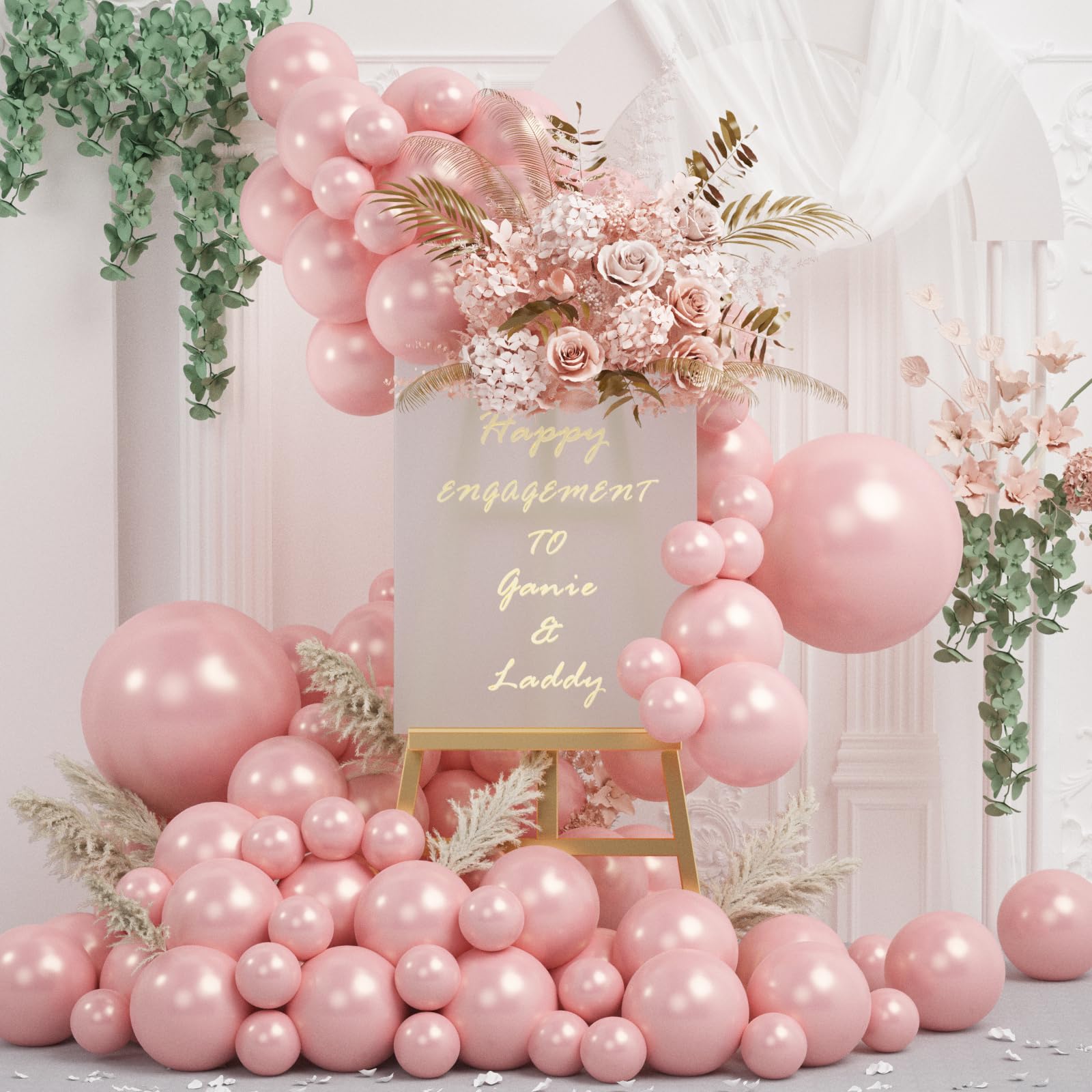 Pearl Pink Balloons, 78Pcs Double Stuffed Balloons Arch Kit Different Sizes 18/12/10/5 Inch Light Pink Balloon Garland Kit for Baby Shower Wedding