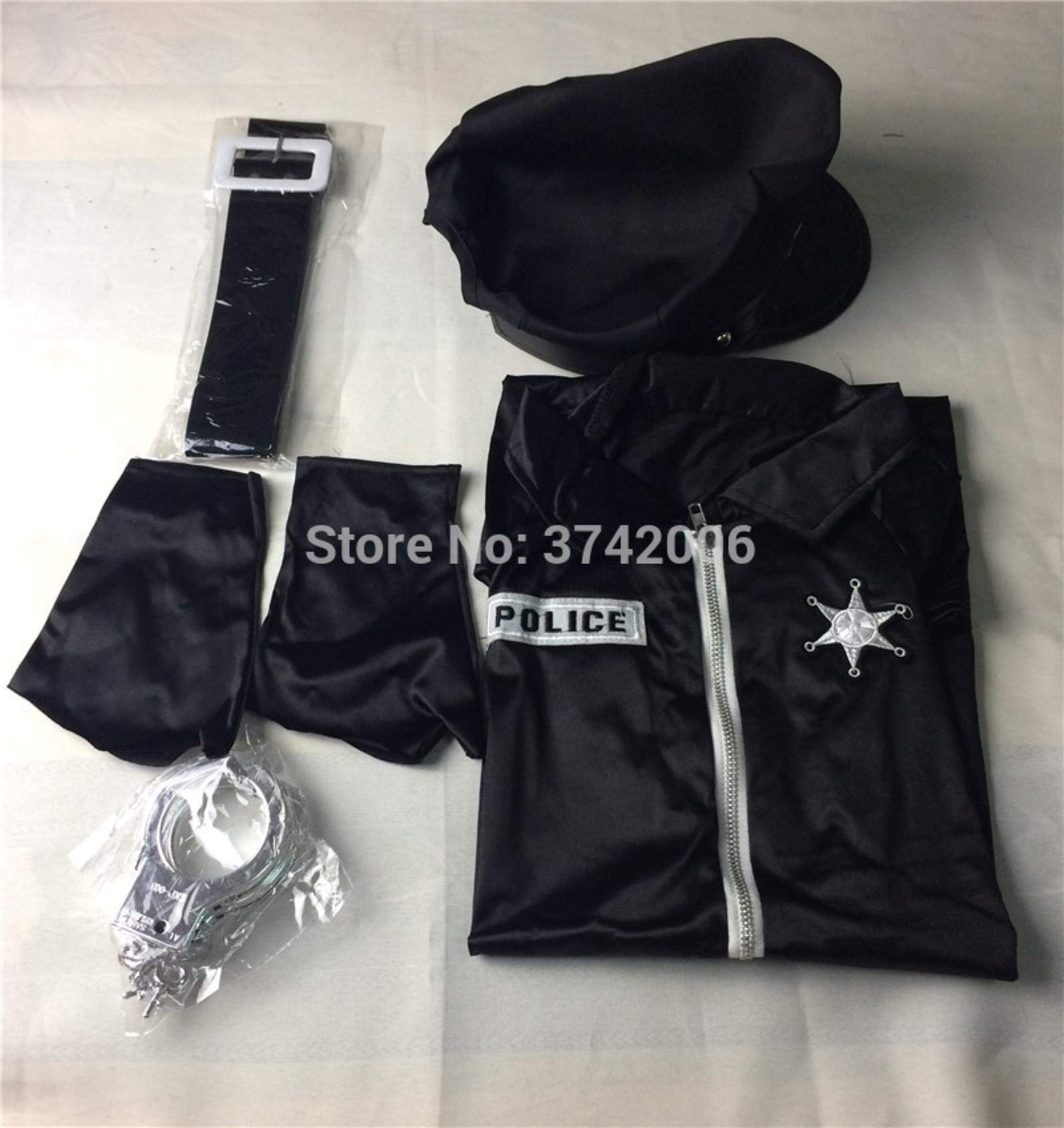 Sexy Donna poliziotta Ufficiale poliziotte Vestito Nero Cerniera Raso Donne della Polizia Costume Cosplay Sexy