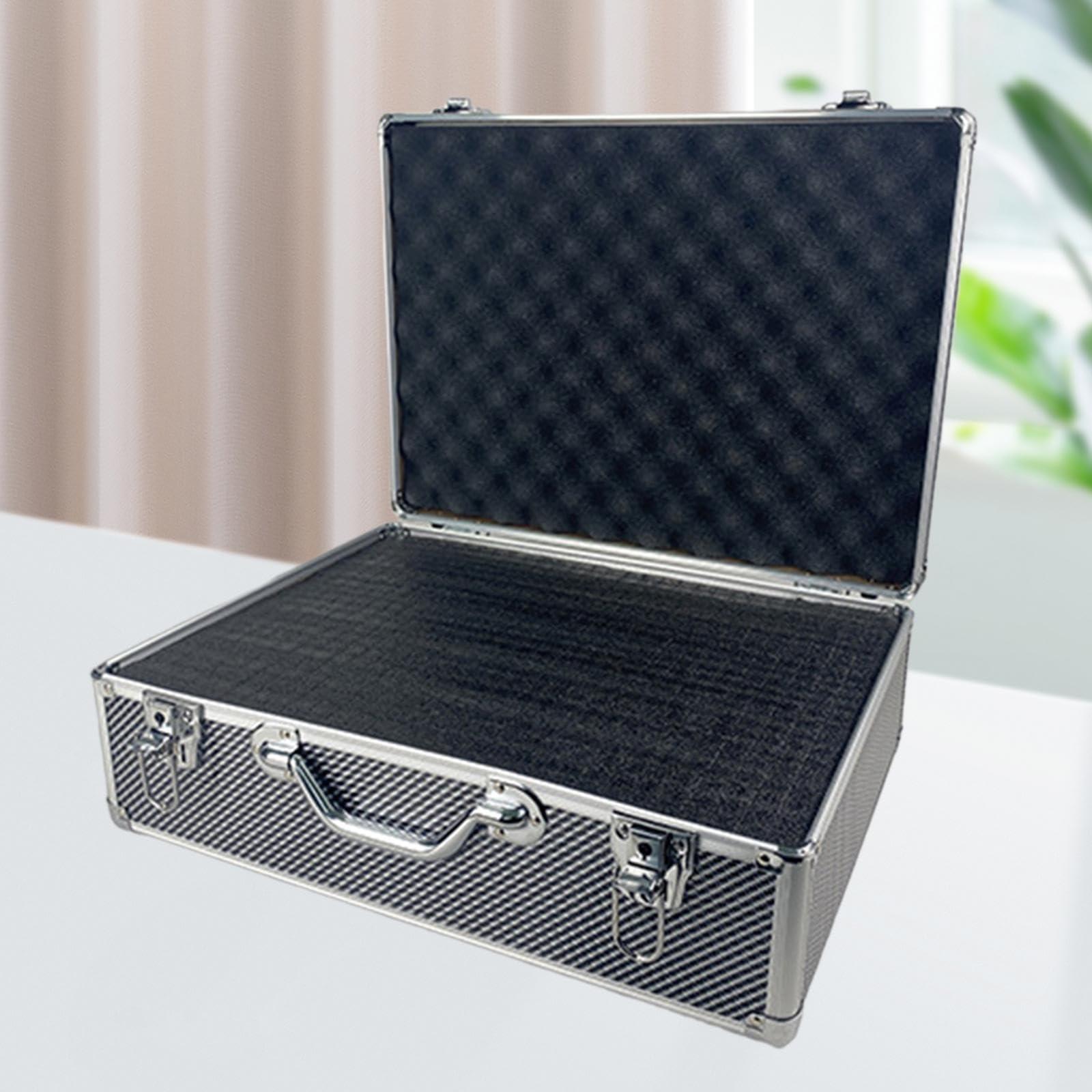 Maletín de Transporte Manual, Estuche de Almacenamiento, Estuche para Equipos, Maleta con Estructura de Aleación Y Acolchado de Espuma Protectora para, Plata, 36 X 26 X 15 Cm