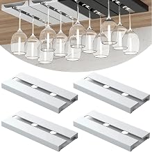4 Pieces Wine Glass Holder Hanging, Wine Glasses Rack Under Cabinet, Cup Hanger Without Drilling, Self Adhesive Hanging Glasses Rack for Home Bar Kitchen Restaurant (White)