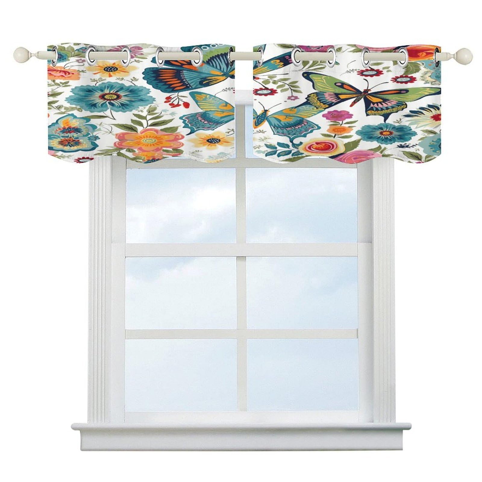 Cortina opaca floral de 52x18.1 pulgadas con bolsillo para cortinero que regula la luz del baño