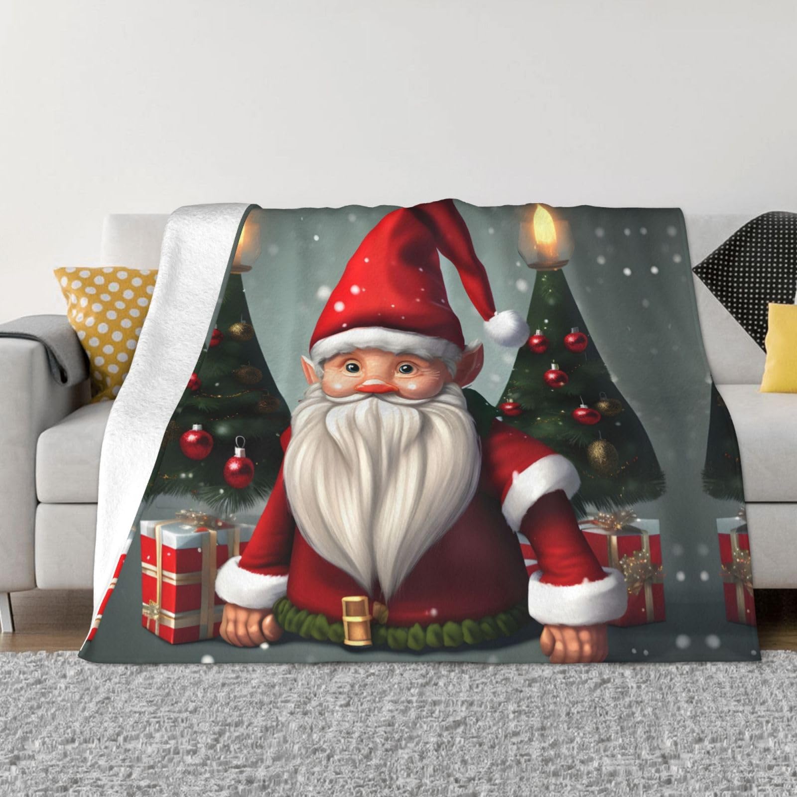 Coupe-froid et plaid de Noël en flanelle douce pour soirées cocooning en camping ou voyage