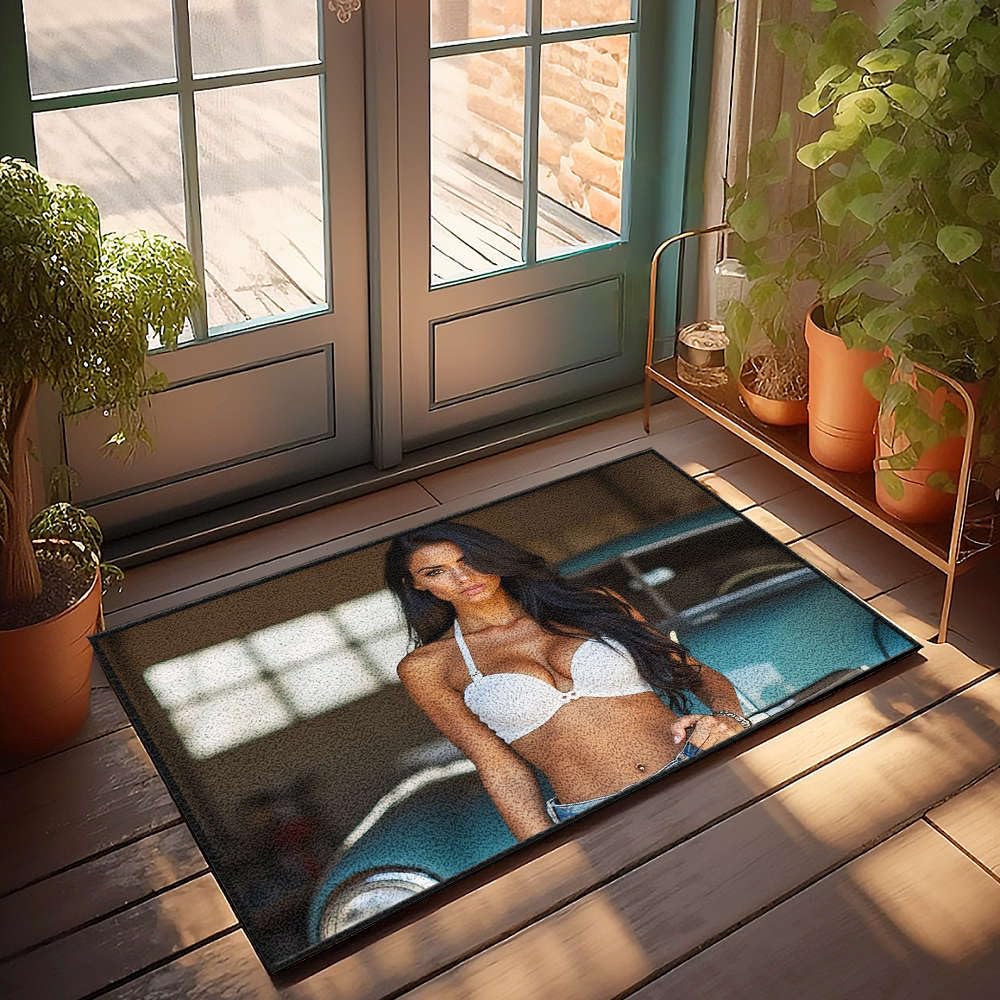 Grand tapis d'extérieur original 65x90 cm idéal pour une décoration de porte d'entrée amusante