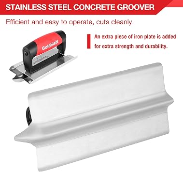 Goldblatt Concrete Tools Include Edger (6 x 3, 1/4R) and Groover (6 x 3, 1/2W, 1/2D), Stainless Steel Concrete Finishing Tools - Masonry Hand Tool Set, Cement Finishing Kit with Soft Grip
