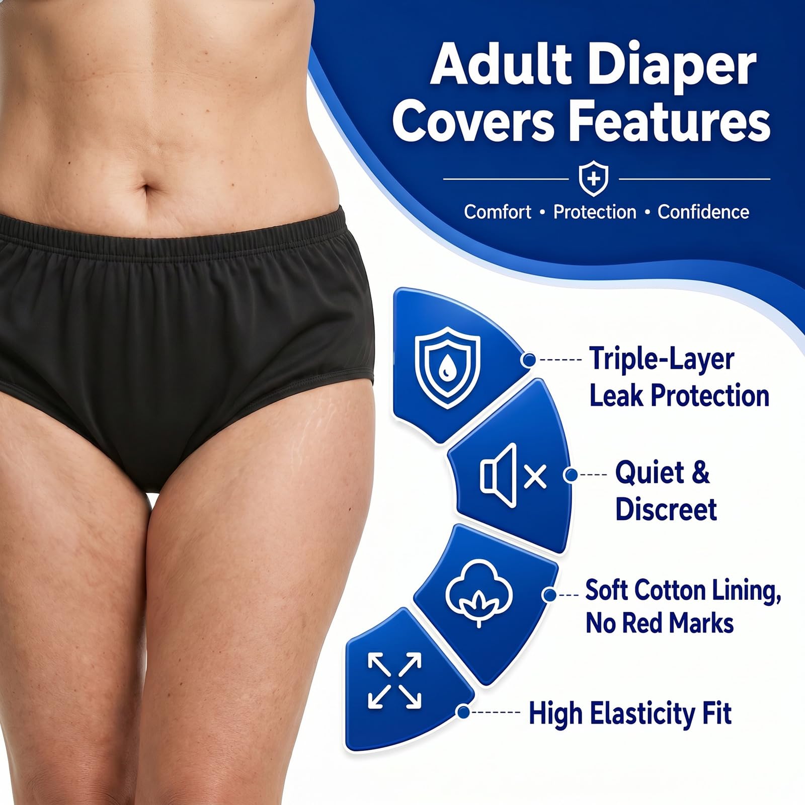 Copricostume incontinenza adulti mutandine lattice impermeabili strato cotone 3XL nero