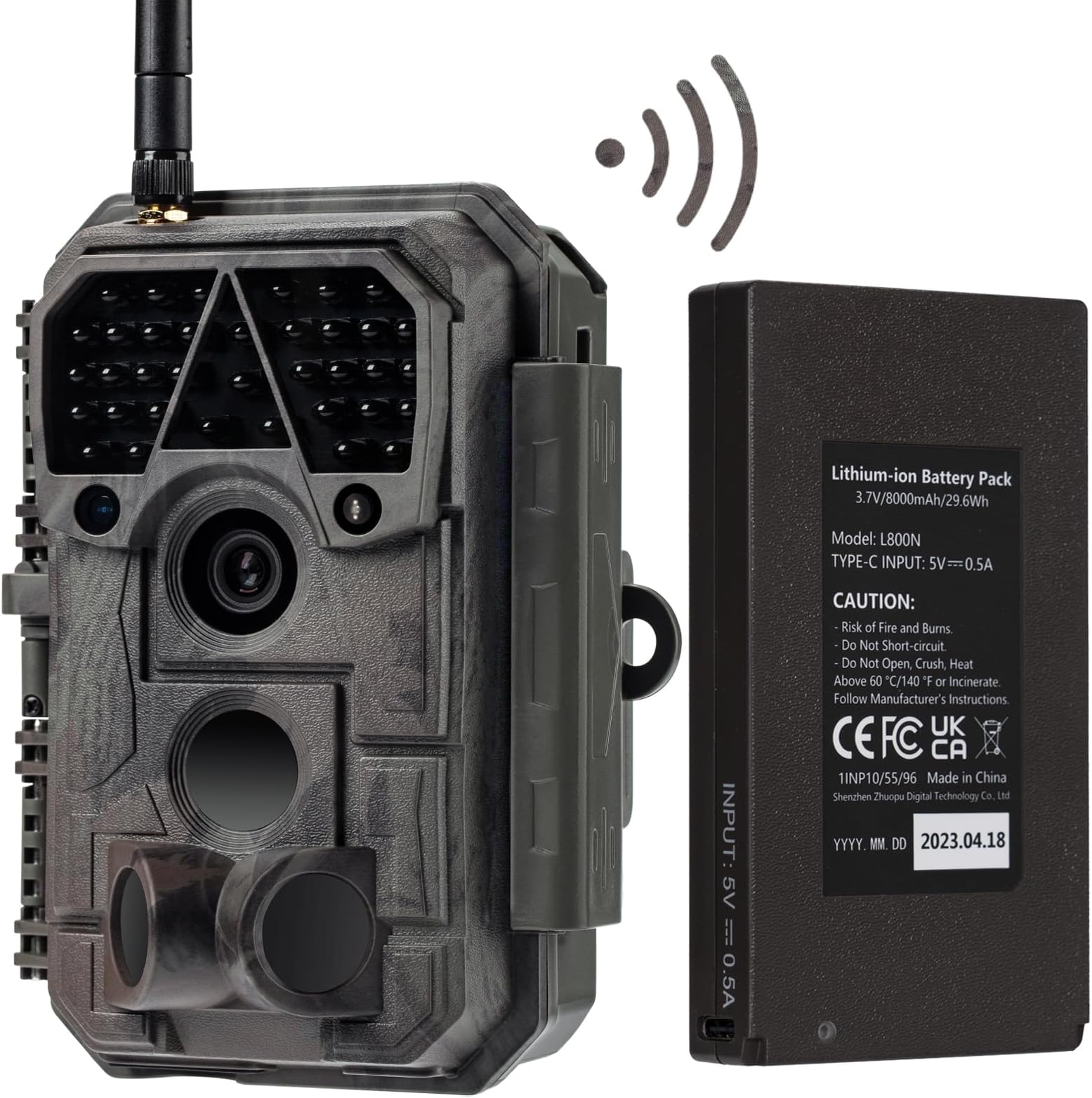 P100P Wildlife Camera WLAN Bluetooth, 48MP 1296P, 27 m Detection Distance, 0.1s Motion Activation, IP66 Waterproof, Transmission via Mobile App, 8000 mAh Rechargeable Battery