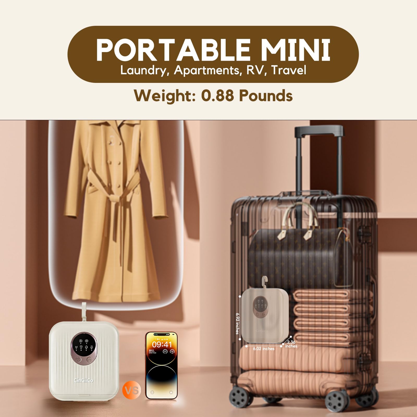 Secadora de ropa portátil, mini secadora portátil para ropa, rápido como 30 minutos, ajuste de tiempo, limpieza profunda a nivel de micrones, bajo ruido, secadores portátiles para lavandería