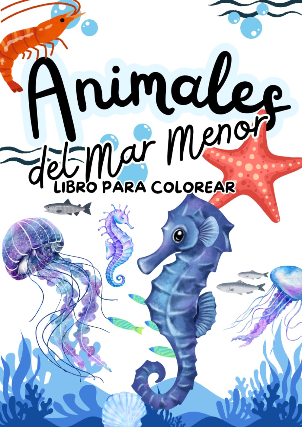 Animales del Mar Menor: Libro para colorear