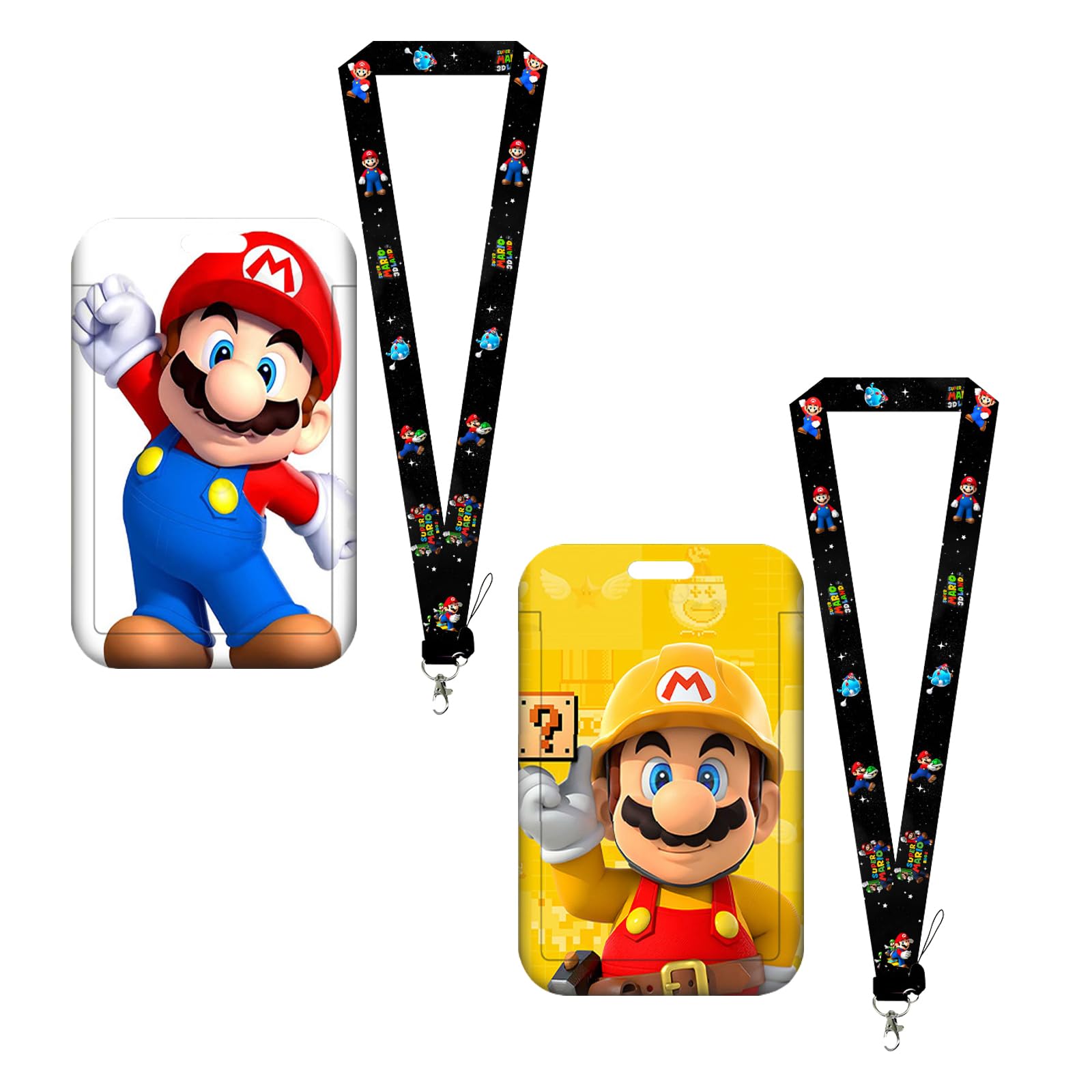 Juego de 2 tarjetas de cordón de personajes de anime, cordón de identificación de anime, soporte para tarjetas de identificación, llavero para llavero, cartera, regalo de cumpleaños, fiesta de