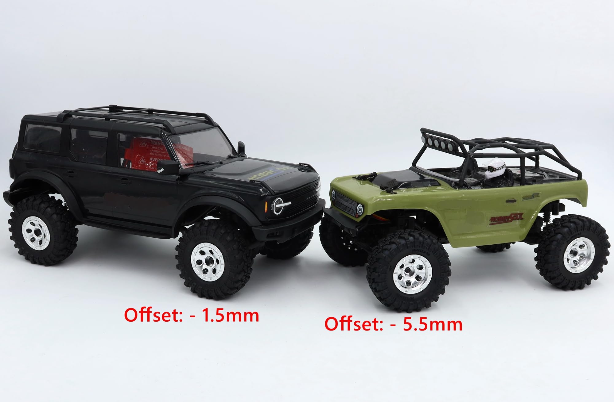 4 Jantes Beadlock Réglables 1.0 Hobbysoul – Aluminium + Anneau Inox, 21 G/roue, Pour TRX4M Et SCX24 Crawler