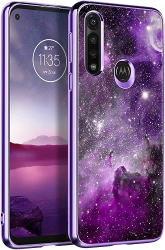 BENTOBEN Compatible with Moto G Power Case 2020, Slim Fit Glow in The Dark Shockproof Hybrid Bumper Drop Protective Girls Women Men Phone Cover for Motorola Moto G Power 6.4" 2020, Purple Galaxy