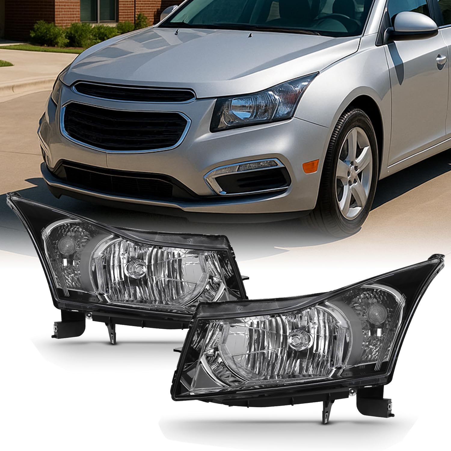 AKKON Chrome Halogen Headlights Pair