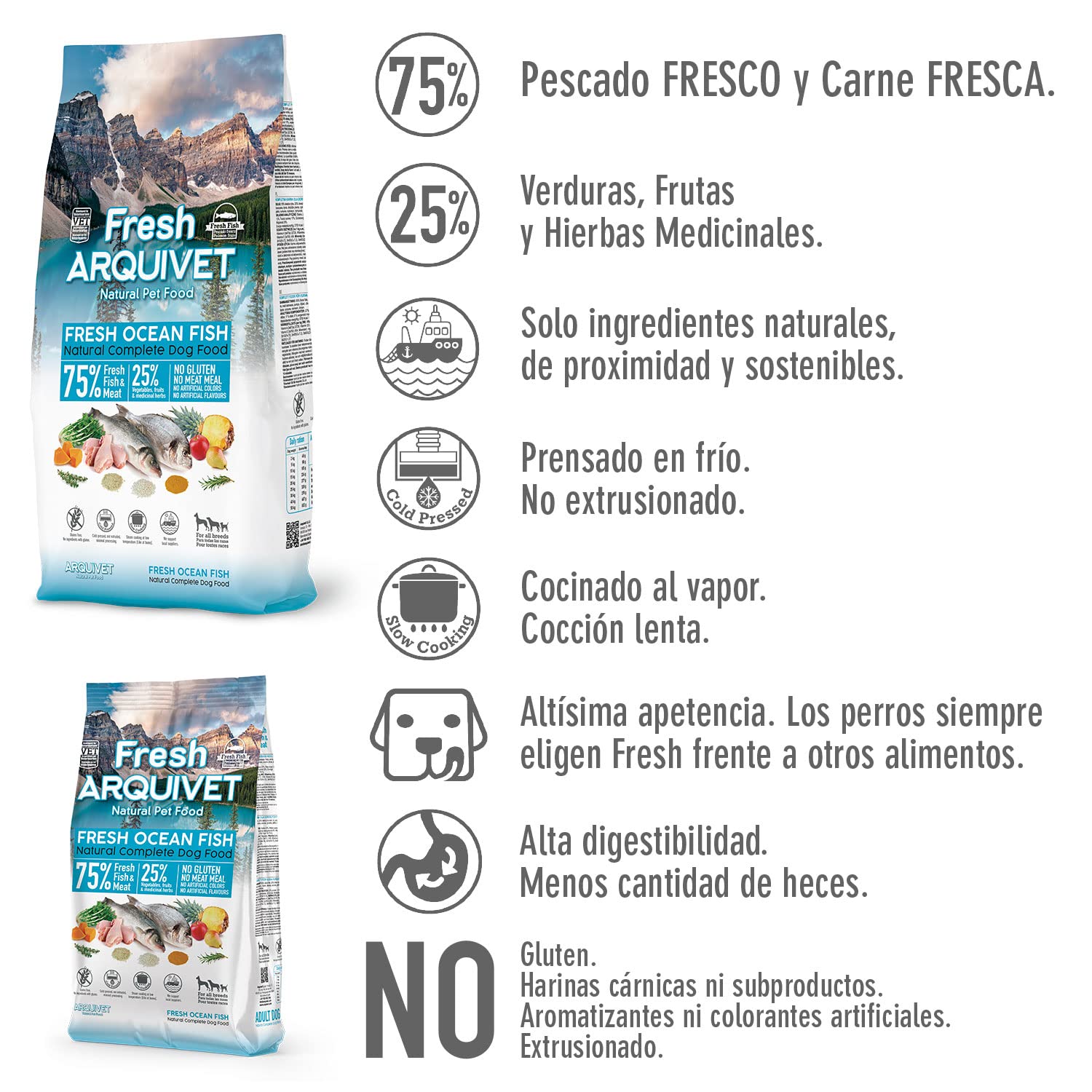 Arquivet Fresh Ocean Fish - 10 Kg - Alimento Completo para Perros - Pescado y Carne Frescos