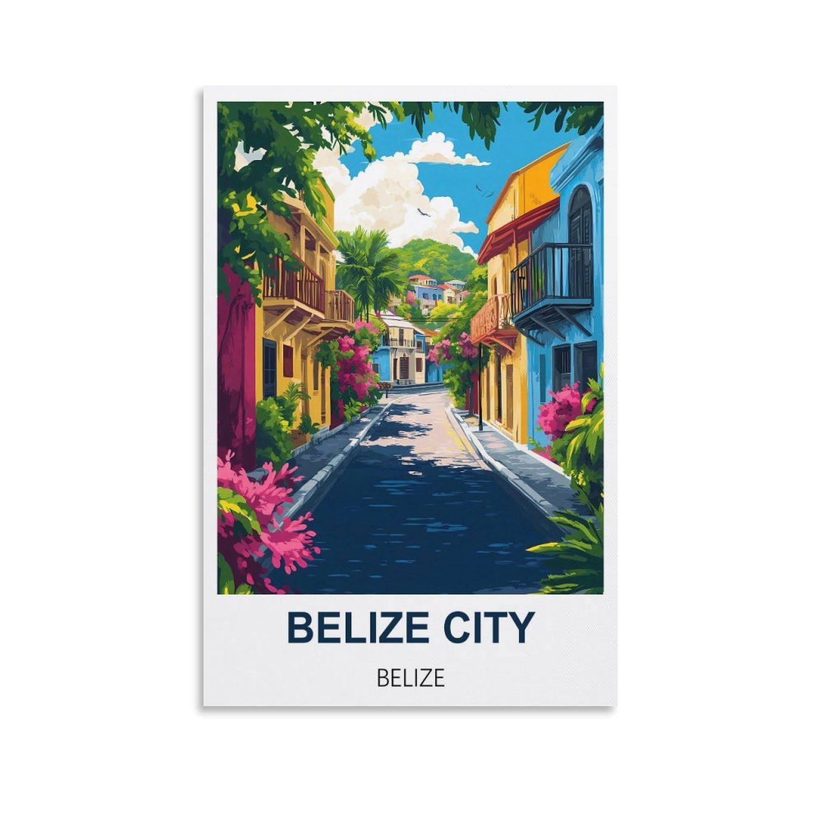 FJIWECWSQ Belize City Belize Vintage Travel Poster 08x12inch(20x30cm) Canvas Wall Art Painting Prints