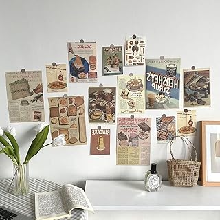JHTPSLR Wall Collage Kit Aesthetic Pictures Light Academia Aesthetic Room Decor 26PCS Retro Vintage Posters for Teen Girls Food and Arts Printed Photo Wall Art Decorative Postcards (26PCS)