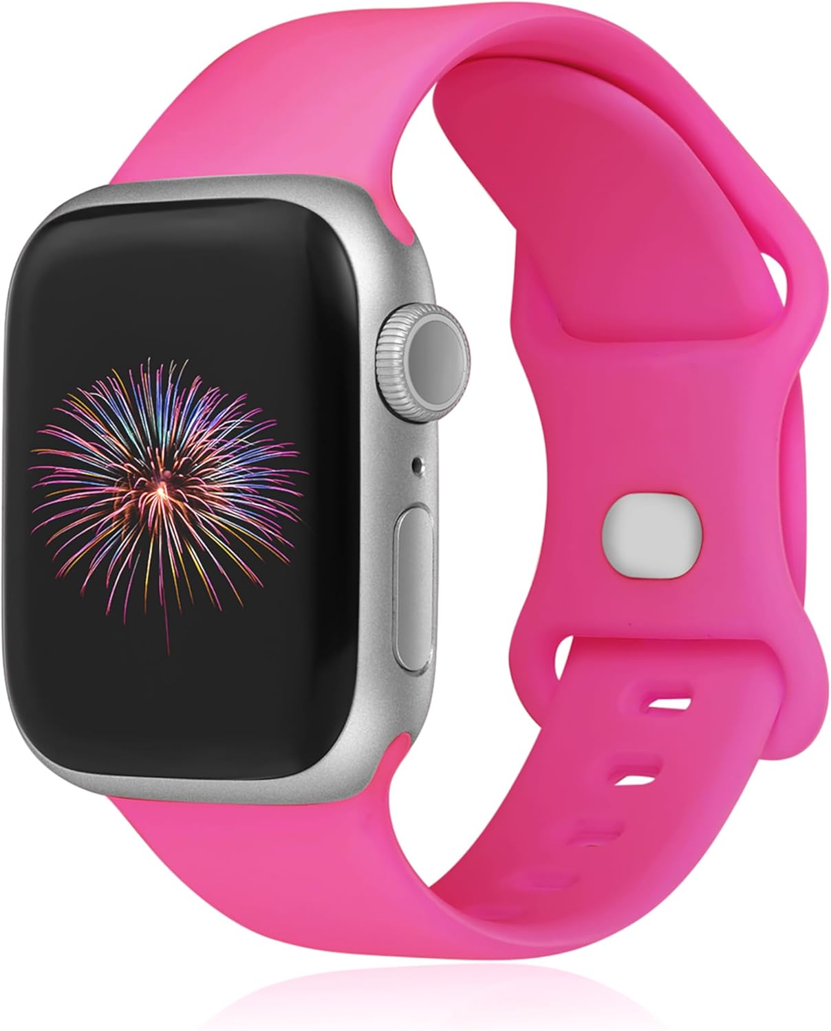 Sport Bands Compatible with Apple Watch Band 38mm/40mm/41mm/42mm/44mm/45mm/49mm Women Men,Soft Silicone Strap Compatible with iWatch Ultra2/Ultra Series10/9/8/7/6/5/4/3/2/1/SE Hot Pink