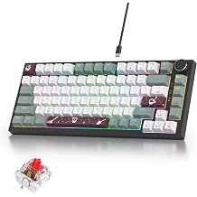 75% Green Mechanical Gaming Keyboard Hot Swappable RGB Custom Keyboard with Knob Gasket Mount Wired TKL Red Switch Keyboard 75% Creamy Mechanical Keyboard 82, Green White