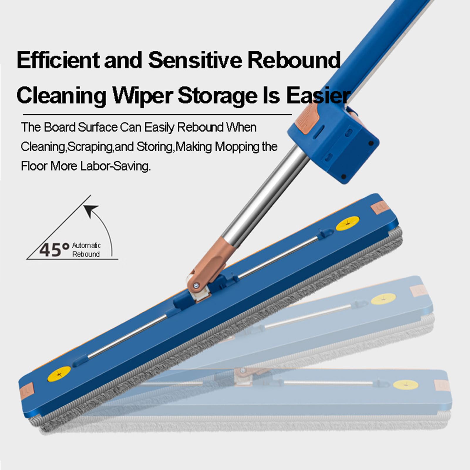 Großer Flacher Wischmopp,Flachmopp Mit Auswringfunktion,360° Drehbarer Reinigungsmopp,Wiederverwendbaren Selbstreinigender Flachmopp,für Hartholz Laminat Fliesen,Blue
