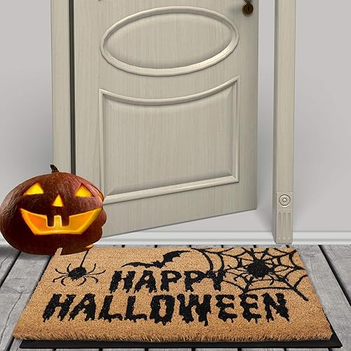 Miniatura 2 de AnyDesign Felpudo de fibra de coco natural para exteriores, tapete antideslizante para puerta de entrada de Halloween, puerta de entrada, baño,