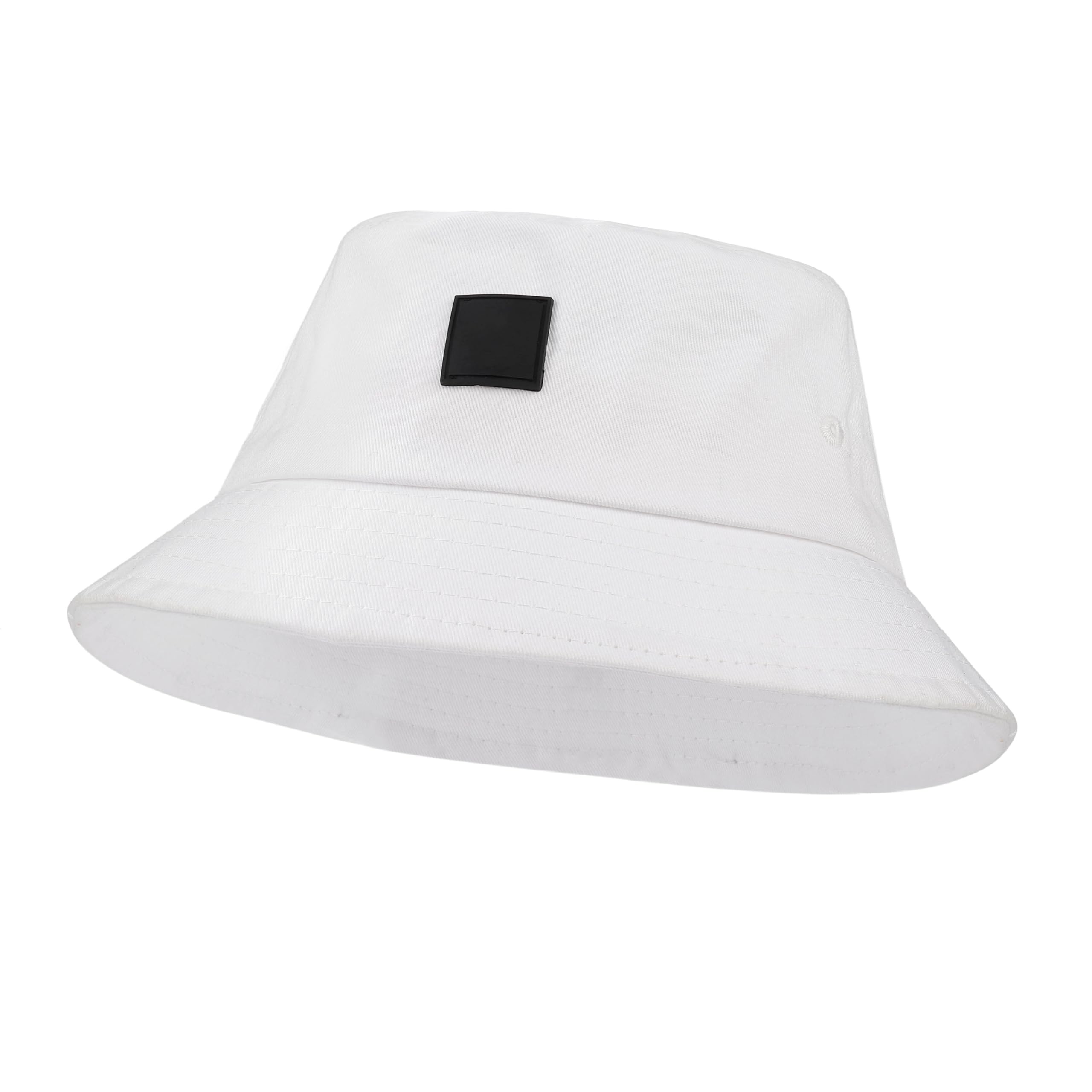 Bucket Hat Foldable Cotton Sun Cap Fisherman's hat Lovely Smile Beach Cap for Holidays School Shopping Hiking 56-58 White