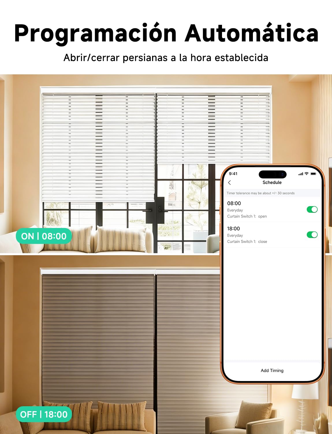 【Nuevo Chip】Alexa Interruptor Persiana Wifi, Etersky Interruptor de Persianas Inteligente, Persiana y Toldos Electricos WiFi, Interruptor Cortina Compatible con Alexa y Google Home, 2Piezas