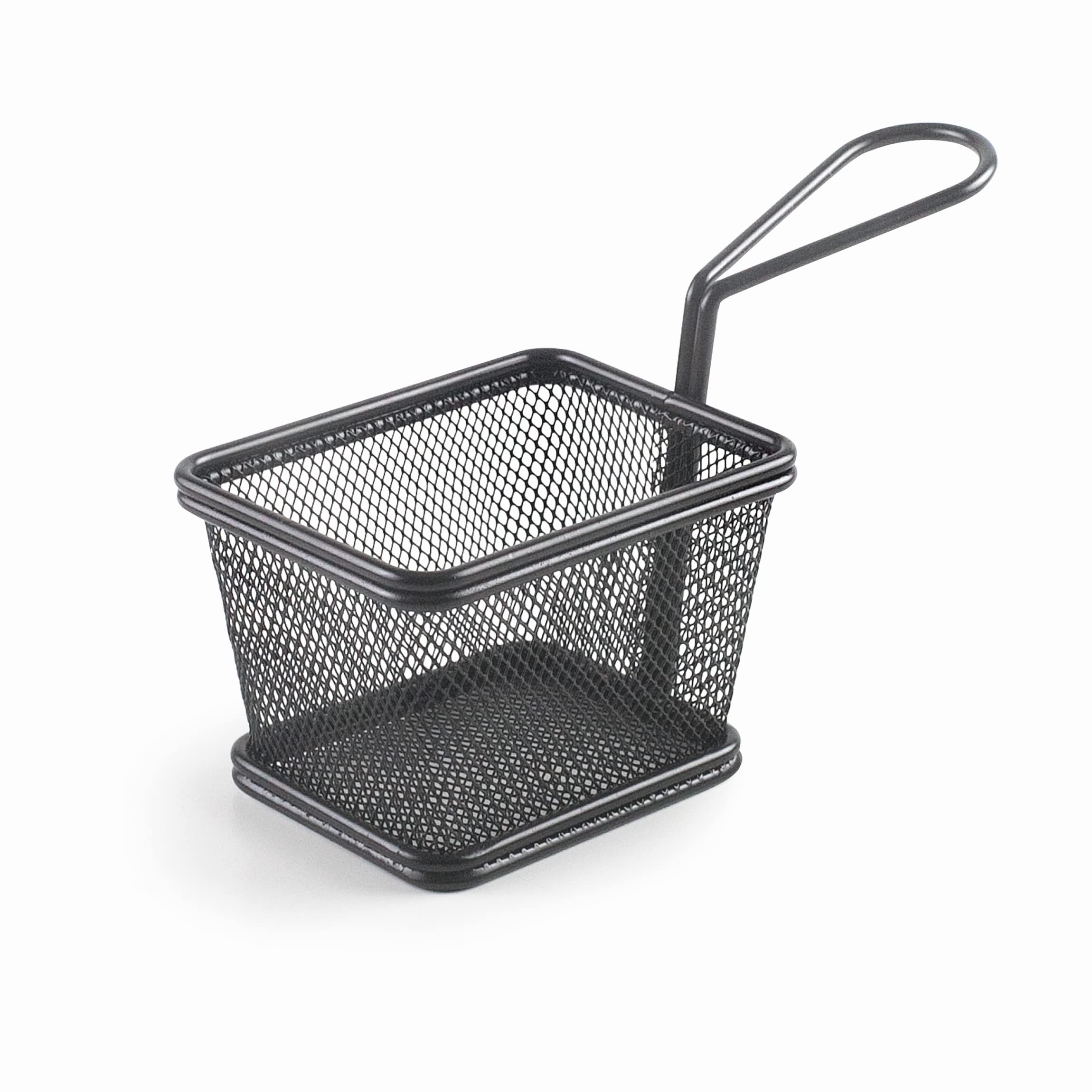 LACOR - 61152 – Black Snack Serving Basket, Square Basket, French Basket, Stainless Steel Basket, Not Suitable for Frying, 12 x 10 x 9 cm, Matte Black Finish