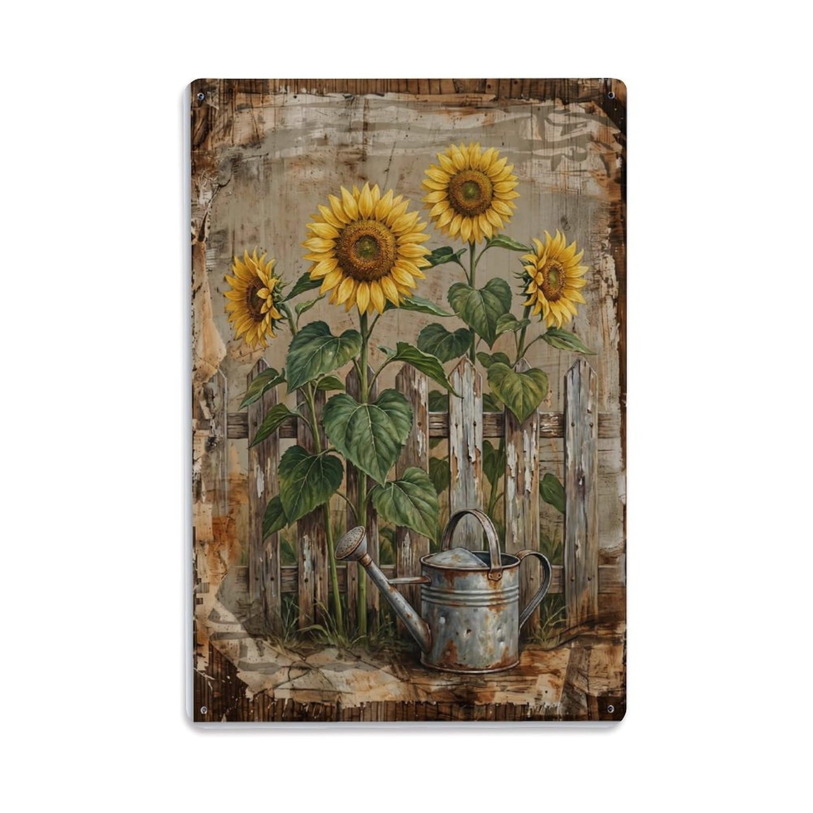 Sunflower Garden Countryside Bloom Yellow Vintage Metal Tin Sign Plaque Wall Decor for Cafe, Club, Garden Metal Poster 8x12Inch