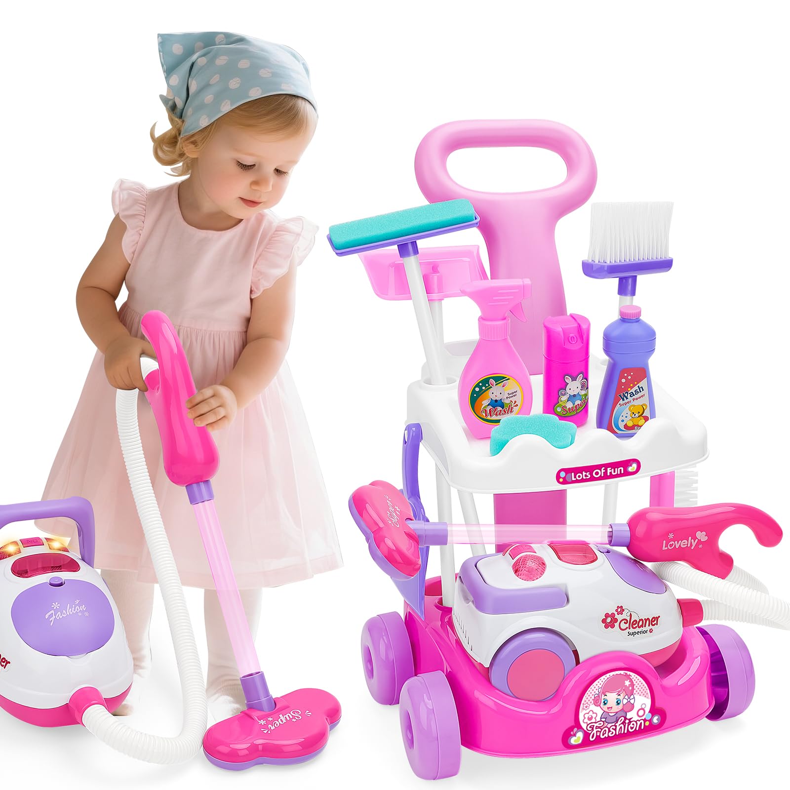 Hazms Juego De 10 Juguetes De Limpieza Para Niños, Aspiradora 3 En 1 Para Niños Que Realmente Funciona, Escoba Y Juego De Limpieza Para Niños, Juego De Limpieza Del Hogar, Regalo Perfecto Para Niños Y