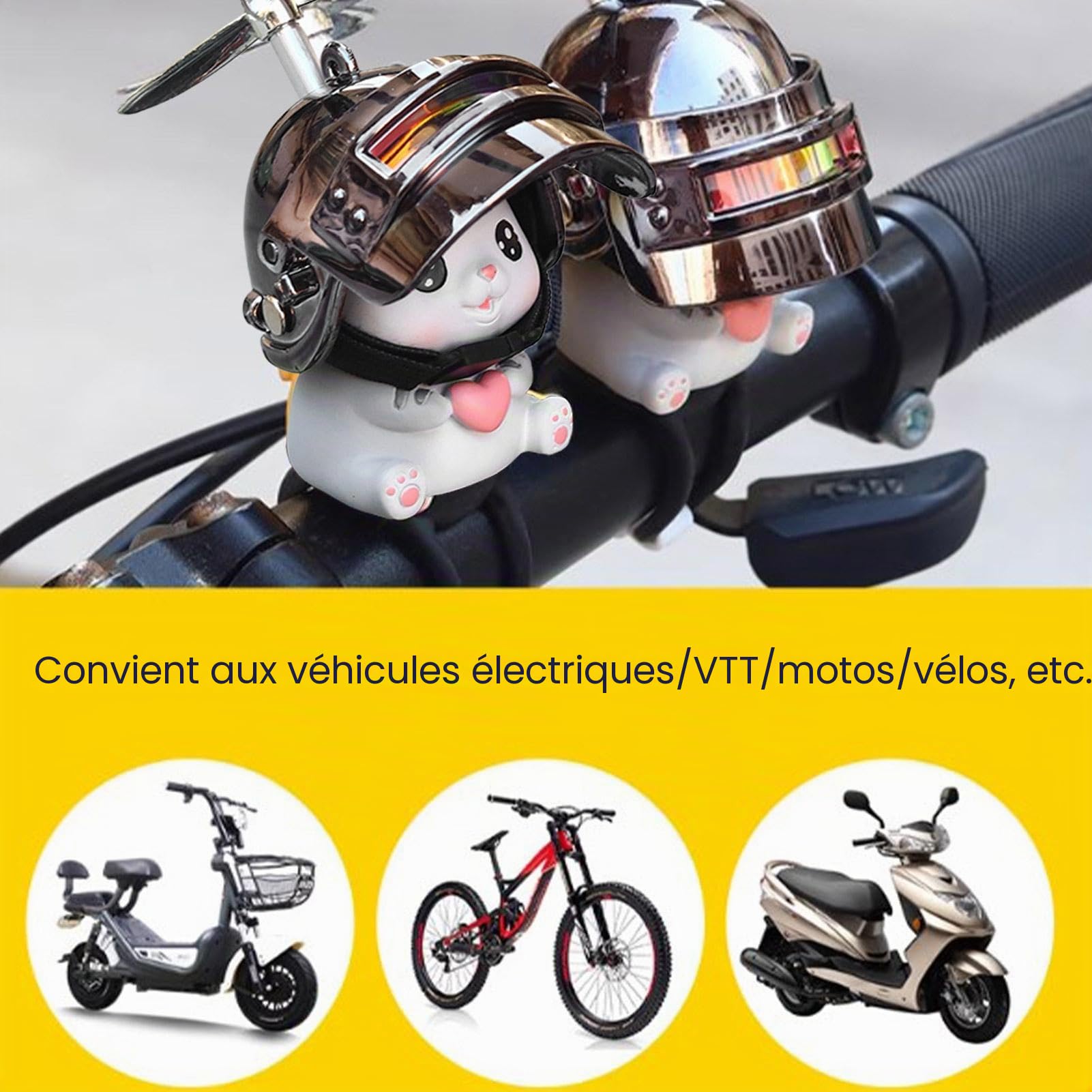 Décoration de guidon de moto, ornement de guidon | Décor de vélo pour les | Accessoires de décoration de guidon de vélo de moto, ornements de voiture avec casques et vis à air pour et adultes