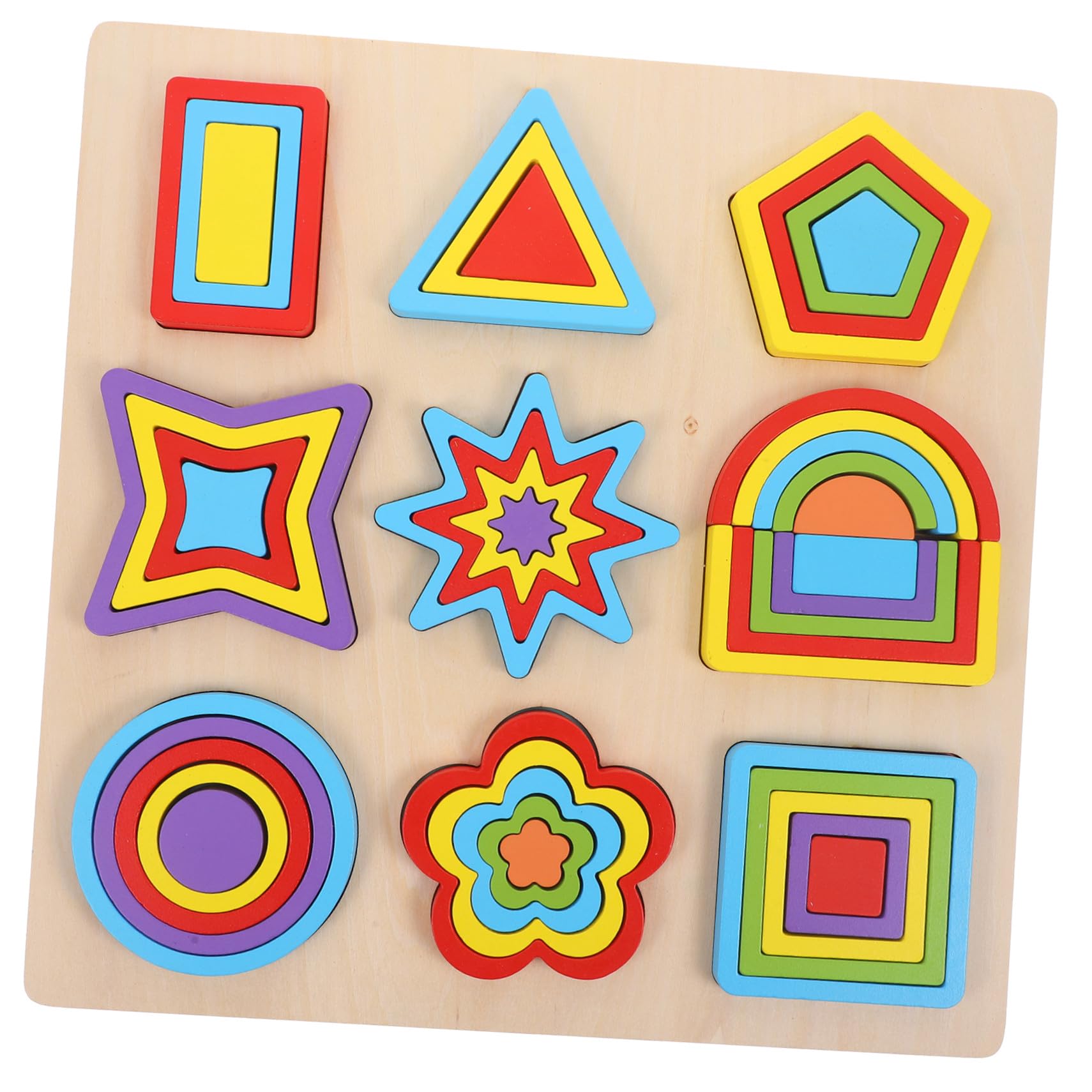 Mikikit Educativo de Bloques de Madera Geométricos para Rompecabezas de Formas y Colores Desarrollo Cognitivo y Motricidad Fina Juguete Montessori Seguro y Duradero