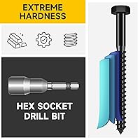 Vista 3 de Mywish (8 juegos) pernos de retraso de cabeza hexagonal de 1/2 x 3 pulgadas, tornillos de retraso resistentes con arandelas, pernos de acero