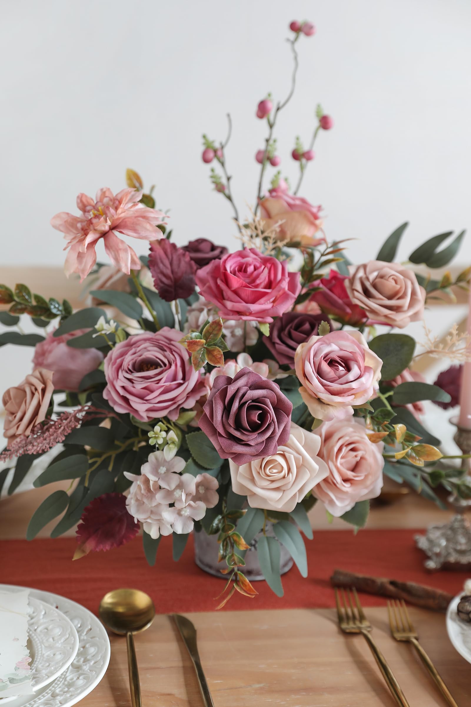 YYHUAWU Set Composizione Fiori Artificiali In Seta - Bouquet Fai Da Te Con Peonie, Rose, Crisantemi, Ortensie E Foglie - Per Matrimoni, Centrotavola, Decorazioni