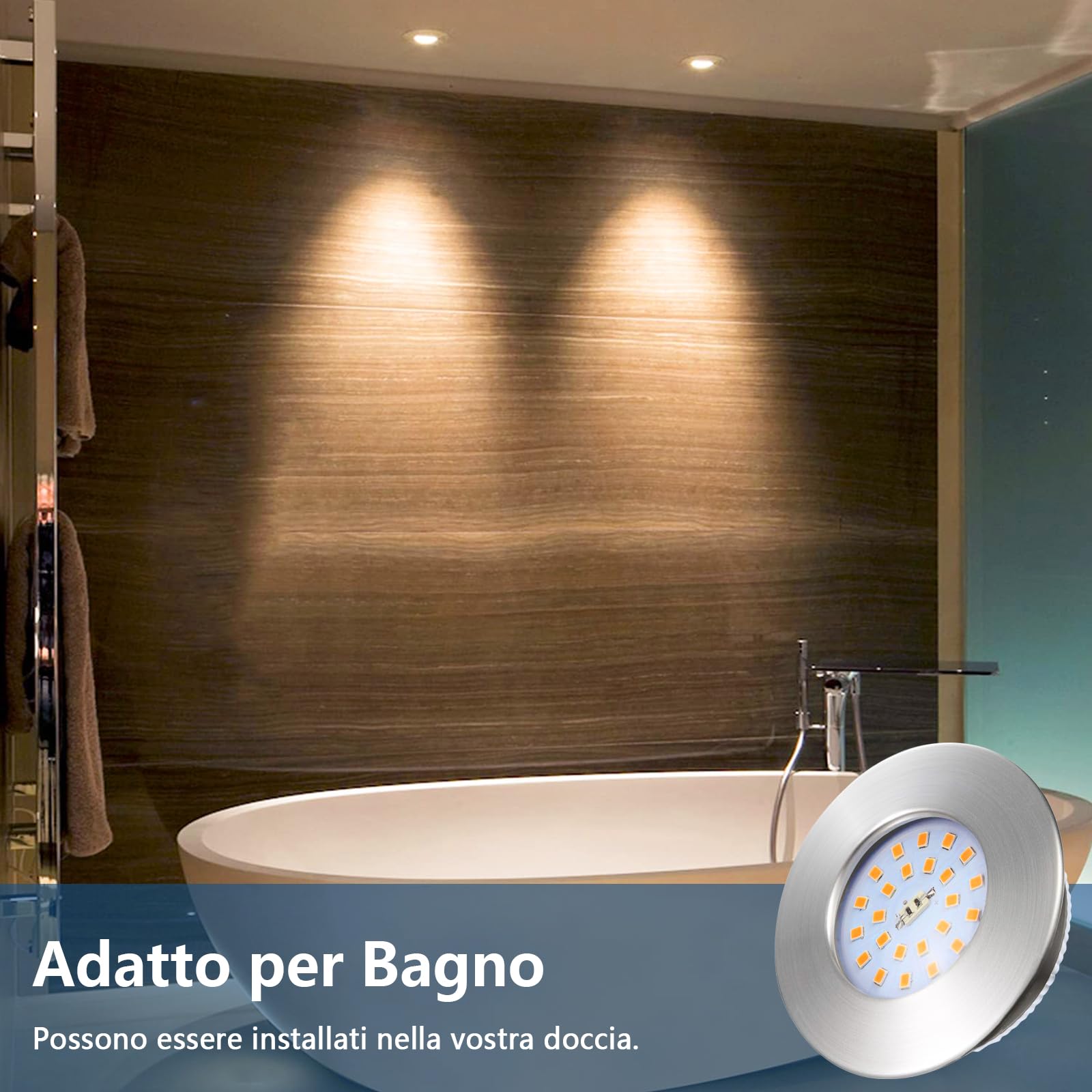 HiBay 10x Faretti Led da Incasso per Cartongesso 7W Faretti Led Soffitto Incasso 850LM,3000K Bianco Caldo,220V Bianco IP44,Foro Ø60mm-65mm per Cucina,Esterno