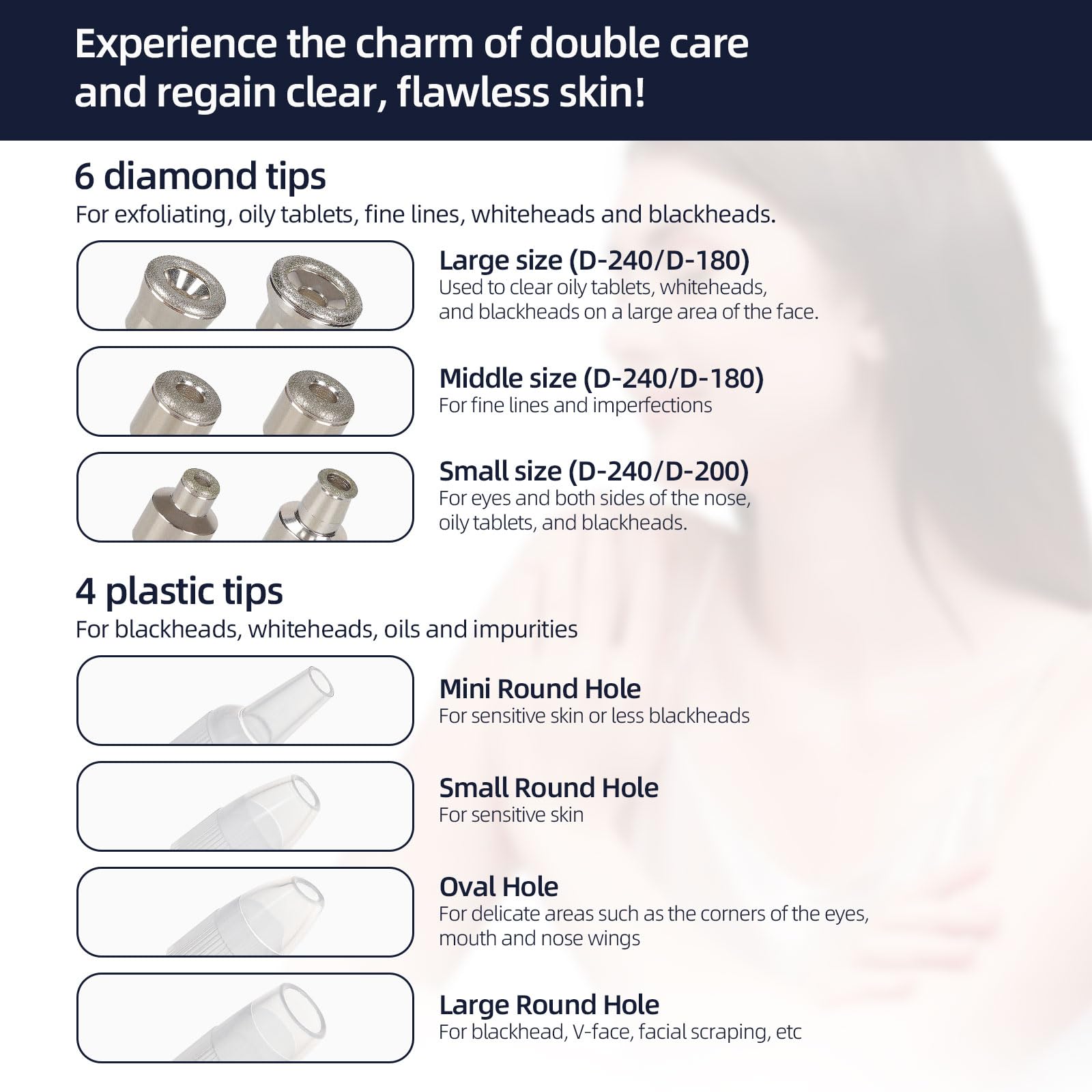 Máquina de microdermoabrasión de diamante, 3 en 1, máquina profesional de dermoabrasión de microdermoabrasión para eliminación de puntos negros, kit de dermoabrasión para el cuidado de la piel 4
