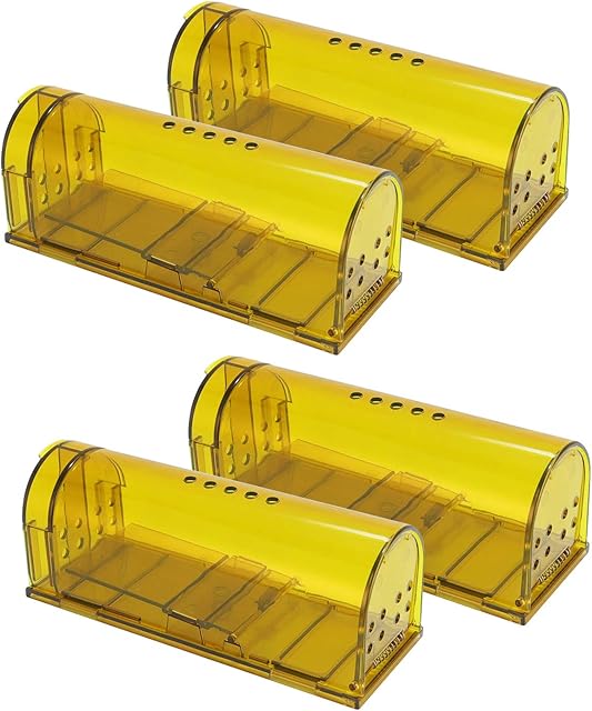 wakana Humane Mouse Traps, Easy to Set, Kids/Pets Safe, Reusable for Indoor/Outdoor use, for Small Rodent/Voles/Hamsters/Moles Catcher That Works. 4 Pack (green)