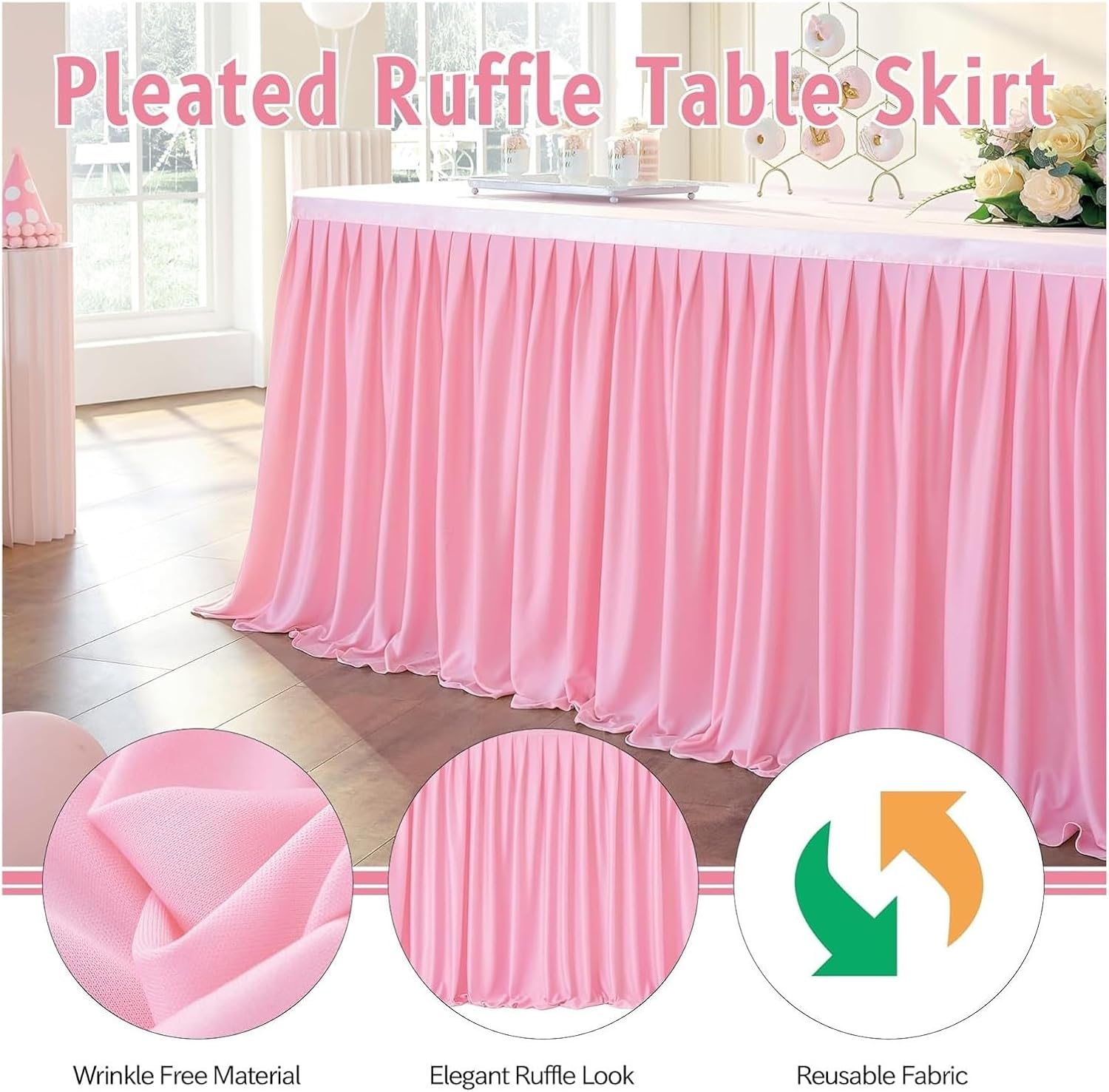 Party table skirt， Party Table Skirt Birthday Dessert Tablecloth Cover Wedding Decorations Baby Shower Hotel Display Dining Tablecloth For Wedding, Birthday, Party, Bar, Prom(Green,4FT 78X122CM)