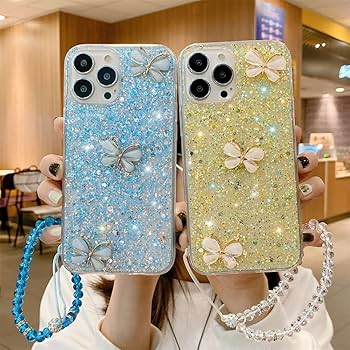 Amazon.com: Crystal Glitter 3D Butterfly Case Compatible